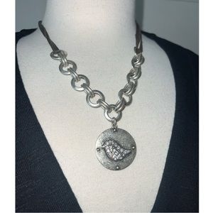 Fossil Sliver & Leather Necklace 🕊️